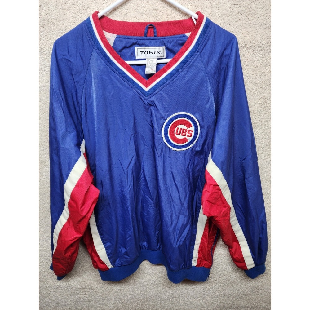 Chicago Cubs Pullover‎ Jacket Mens Large Blue MLB Vintage
